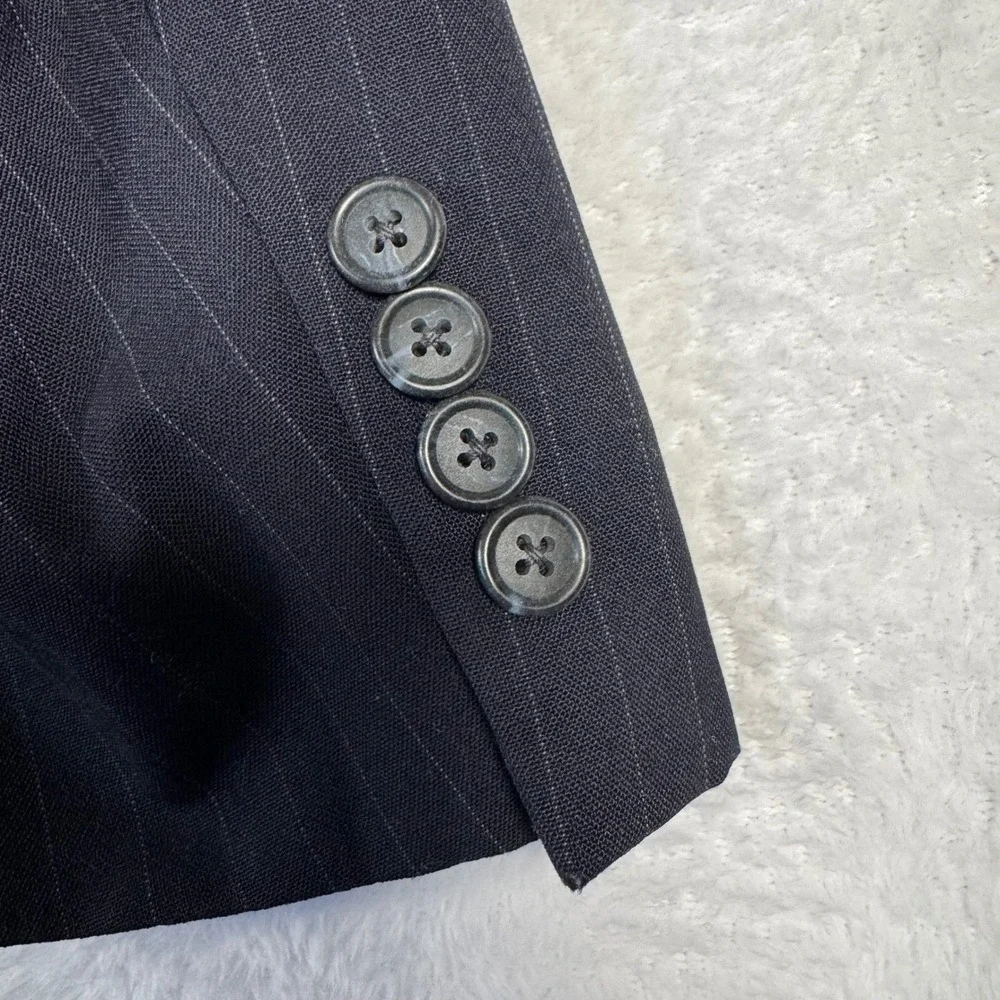 Vintage Graham‎ & Gunn Suit Jacket Mens 40R Navy Blue Pinstripe Blazer Wool 1990